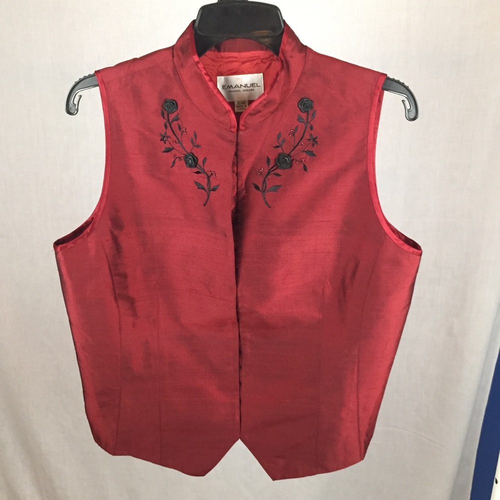 Emanuel Ungaro Embroidered Beaded Raw Silk Vest